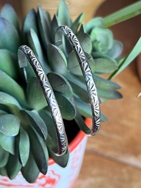 🍂SOLD🍂Taho Engraved Hoop Earrings - Sterling Silver